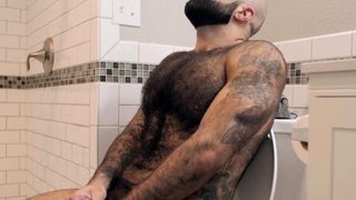 BAREBACKTHATHOLE Hairy Hunk Atlas Grant Masturbates Solo