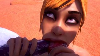 Hot 3D redhead licking a pussy while getting fucked