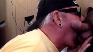 Gloryhole DILF fucked by stud in sling